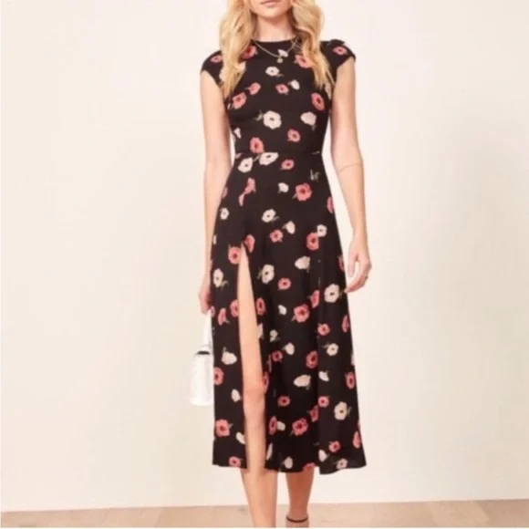 Reformation Gavin Dress in Black Floral - Picture 2 of 6